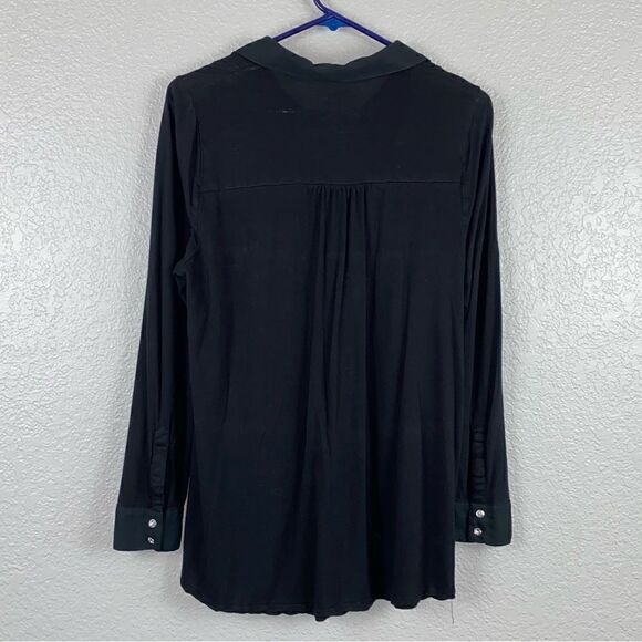 INC International Concepts Black Long Sleeve Button-Down Pleated Shirt Large - Picture 3 of 8